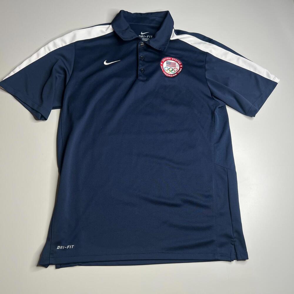Nike Dri-Fit USA Pan American Team Polo Shirt Men’s Small Navy Blue Olympic Logo
